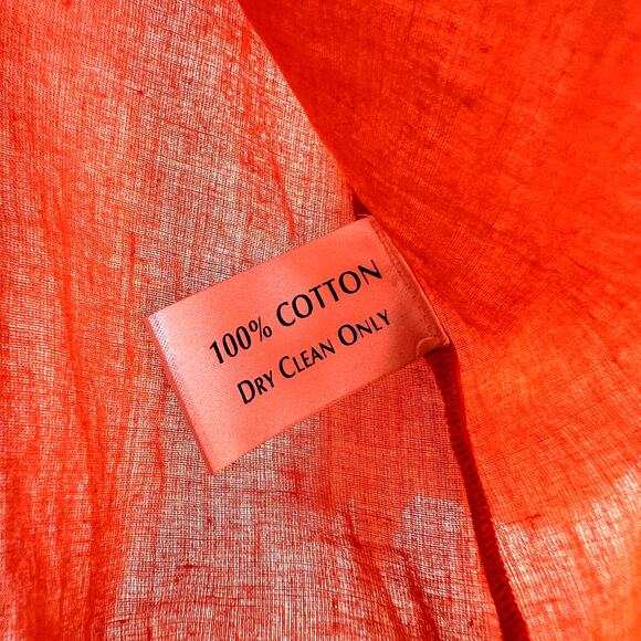 Taj by Sabrina Crippa Popover Blouse Top Orange Metallic Silver Embroidery SMALL - Picture 6 of 8